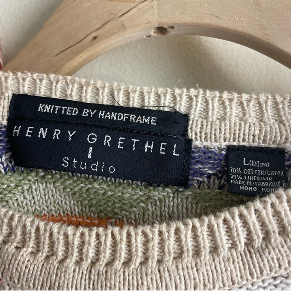 Henry Grethel Studio Knit Sweater L Multicolor Oversized Cotton Linen Blend - Picture 8 of 9